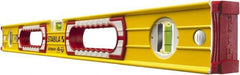 Stabila - 24" Long 3 Vial Box Beam Level - Aluminum, Yellow, 2 Plumb & 1 Level Vials - Makers Industrial Supply