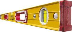 Stabila - Magnetic 36" Long 3 Vial Box Beam Level - Aluminum, Yellow, 2 Plumb & 1 Level Vials - Makers Industrial Supply