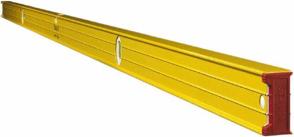 Stabila - 96" Long 3 Vial Box Beam Level - Aluminum, Yellow, 2 Plumb & 1 Level Vials - Makers Industrial Supply