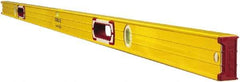 Stabila - 59" Long 3 Vial Box Beam Level - Aluminum, Yellow, 2 Plumb & 1 Level Vials - Makers Industrial Supply