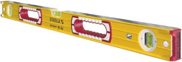 Stabila - 36" Long 3 Vial Box Beam Level - Aluminum, Yellow, 2 Plumb & 1 Level Vials - Makers Industrial Supply