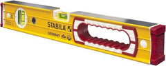 Stabila - 16" Long 2 Vial Box Beam Level - Aluminum, Yellow, 1 Plumb & 1 Level Vial - Makers Industrial Supply