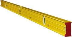 Stabila - Magnetic 72" Long 3 Vial Box Beam Level - Aluminum, Yellow, 2 Plumb & 1 Level Vials - Makers Industrial Supply