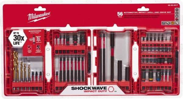 Milwaukee Tool - 56 Piece, Drill & Drive Set - 1/16 to 1/4" Hex, Multi-Purpose Tool Kit Kit, 1/4" Drive, Phillips, Torx, Magnetic Bit Holder, 1/4" Drive Bits Point - Makers Industrial Supply