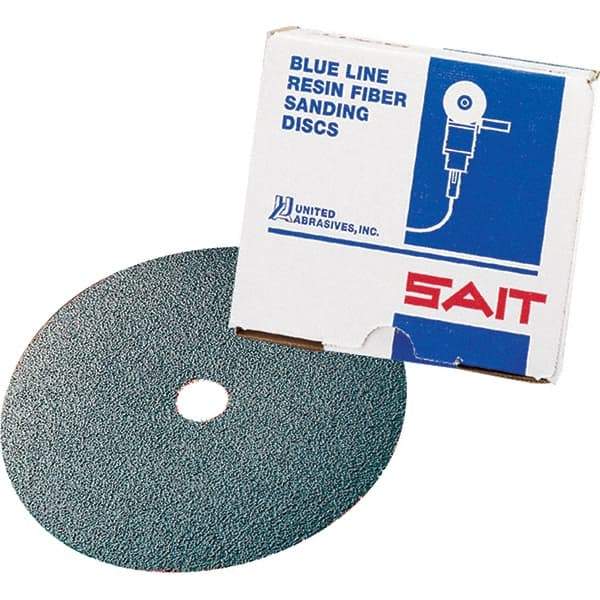 Sait - 7" Diam 7/8" Hole 80 Grit Fiber Disc - Zirconia Alumina, 7,000 Max RPM - Makers Industrial Supply