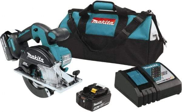 Makita - 18 Volt, 5-7/8" Blade, Cordless Circular Saw - 3,900 RPM, 2 Lithium-Ion Batteries Included - Makers Industrial Supply