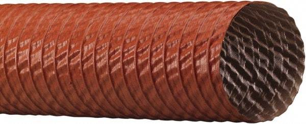 Flexaust - 2-1/2" ID, 24 Hg Vac Rating, 30 psi, Fiberglass Vacuum & Duct Hose - 25' Long, Red, 1.8" Bend Radius, -65 to 550°F - Makers Industrial Supply