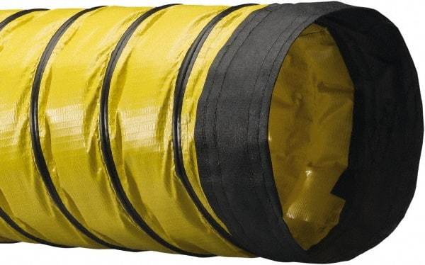 Flexaust - 6" ID, 5.5 Hg Vac Rating, 3.3 psi, Polyester Vacuum & Duct Hose - 25' Long, YellowithBlack, 3.6" Bend Radius, -20 to 180°F - Makers Industrial Supply