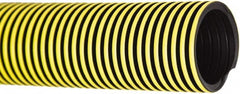 Flexaust - 1-1/2" ID, 29 Hg Vac Rating, 18 psi, Polyethylene Vacuum & Duct Hose - 50' Long, YellowithBlack, 3-1/4" Bend Radius, -40 to 140°F - Makers Industrial Supply