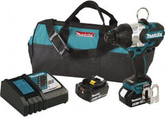 Makita - 7/16" Drive 18 Volt T-Handle Cordless Impact Wrench & Ratchet - 2,200 RPM, 600 Ft/Lb Torque, 2 Lithium-Ion Batteries Included - Makers Industrial Supply