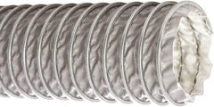 Flexaust - 5" ID, 6 Hg Vac Rating, 11 psi, Fiberglass Vacuum & Duct Hose - 25' Long, Silver, 3-1/2" Bend Radius, -65 to 600°F - Makers Industrial Supply