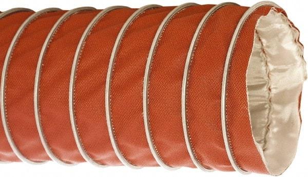 Flexaust - 8" ID, 4 Hg Vac Rating, 10 psi, Fiberglass Vacuum & Duct Hose - 25' Long, Red, 7" Bend Radius, -40 to 750°F - Makers Industrial Supply