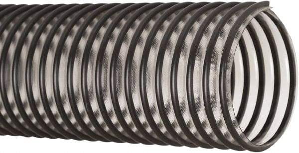 Flexaust - 5" ID, 12 Hg Vac Rating, 17 psi, PVC Vacuum & Duct Hose - 25' Long, Clear/Black, 5-1/4" Bend Radius, 20 to 160°F - Makers Industrial Supply