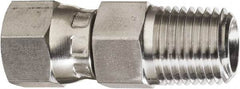 Made in USA - 2" Tube OD, 37° Stainless Steel Flared Tube Swivel Connector - 2-1/2-12 NPT, Female Flare x MNPT Ends - Makers Industrial Supply