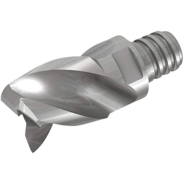 Iscar - MM EA Grade IC08 Carbide End Milling Tip Insert - Uncoated, 3 Flutes, 25mm Cutting Diam, 19mm Depth of Cut, 37mm Extension, 0.118" Cnr Rad, 40° Helix - Makers Industrial Supply