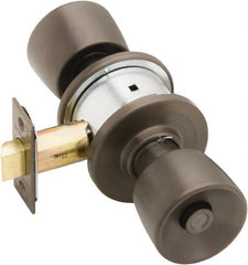 Schlage - 1-3/8 to 1-7/8" Door Thickness, Oil Rubbed Bronze Privacy Knob Lockset - Exact Industrial Supply