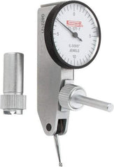 SPI - 0.02" Range, 0.0005" Dial Graduation, Horizontal Dial Test Indicator - 1-1/4" White Dial, 0-10-0 Dial Reading, Accurate to 0.0005" - Makers Industrial Supply