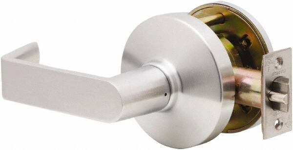 Falcon - Grade 2 Communicating Lever Lockset for 1-3/8" Thick Doors - 2-3/4" Back Set, No Cylinder, Steel, Satin Chrome Finish - Makers Industrial Supply