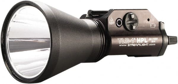 Handheld Flashlight: LED, 1.25 hr Max Run Time, CR123A battery 2 Light Modes, Aluminum, Black