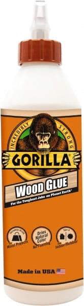 Gorilla Glue - 18 oz Bottle Natural Wood Glue - 3 to 4 hr Working Time, 24 hr Full Cure Time, Bonds to Cork Board & Wood - Makers Industrial Supply