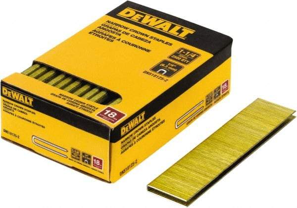 DeWALT - 1-1/4" Long x 1/4" Wide, 18 Gauge Crowned Construction Staple - Steel, Copper Finish, Chisel Point - Makers Industrial Supply