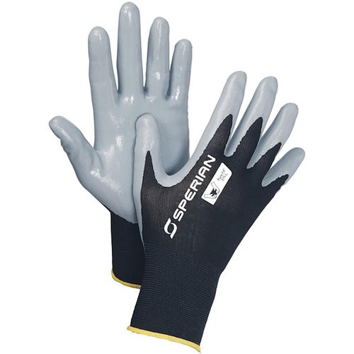 Large Gloves-Pure Fit - 13 Cut Lightweight Black Nylon Shell With Gray Nitrile Palm Coating - Makers Industrial Supply