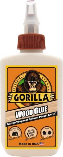 Gorilla Glue - 4 oz Bottle Natural Wood Glue - 3 to 4 hr Working Time, 24 hr Full Cure Time, Bonds to Cork Board & Wood - Makers Industrial Supply