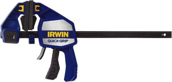 Irwin - 12" Capacity, 3-5/8" Throat Depth Carbon Steel Bar Clamp - 600 Lb Clamping Pressure, 530.23mm Max Spread - Makers Industrial Supply