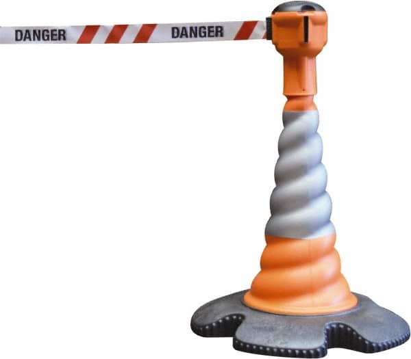 PRO-SAFE - 40" High, Orange & Red Warning Post Kit - 23-15/16" Base Width, 13.65 Lb - Makers Industrial Supply