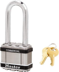 Master Lock - 2-1/2" Shackle Clearance, Keyed Alike Padlock - 3/8" Shackle Diam, Laminated Steel - Makers Industrial Supply