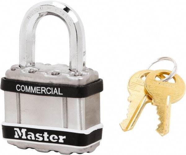 Master Lock - 1" Shackle Clearance, Keyed Alike Padlock - 5/16" Shackle Diam, Laminated Steel - Makers Industrial Supply