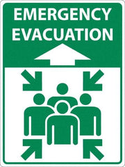 NMC - "Emergency Evacuation", 24" Long x 18" Wide, Sportwalk Safety Sign - Rectangle, 0.005" Thick, Use for Workplace/Safety - Makers Industrial Supply