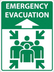 NMC - "Emergency Evacuation", 24" Long x 18" Wide, Asphalt Art Safety Sign - Rectangle, 0.005" Thick, Use for Workplace/Safety - Makers Industrial Supply