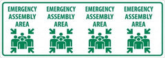 NMC - "Emergency Assembly Area", 12" Long x 34" Wide, Sportwalk Safety Sign - Rectangle, 0.005" Thick, Use for Workplace/Safety - Makers Industrial Supply