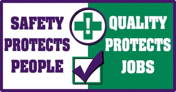 NMC - "Quality Protects Jobs", 24" Long x 46" Wide, Texwalk Safety Sign - Rectangle, 0.005" Thick, Use for Workplace/Safety - Makers Industrial Supply