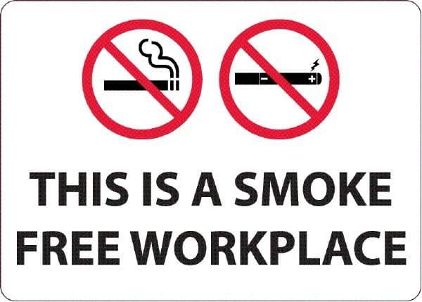 NMC - "This Is a Smoke Free Workplace", 10" Long x 14" Wide, Aluminum Safety Sign - Rectangular, 0.04" Thick, Use for Smoking Regulations - Makers Industrial Supply