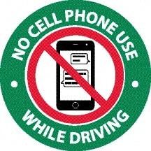 NMC - "No Cell Phone Use", 3" Long x 3" Wide, Pressure-Sensitive Vinyl Safety Sign - Round, 0.0045" Thick, Use for Accident Prevention, Pack of 25 - Makers Industrial Supply