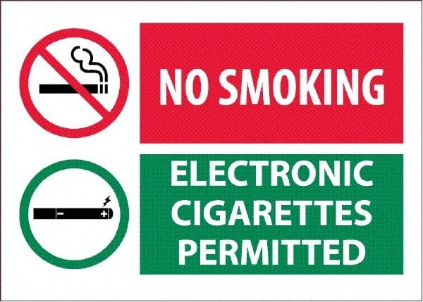 NMC - "No Smoking - Electronic Cigarettes Permitted", 10" Long x 14" Wide, Pressure-Sensitive Vinyl Safety Sign - Rectangular, 0.0045" Thick, Use for Smoking Regulations - Makers Industrial Supply