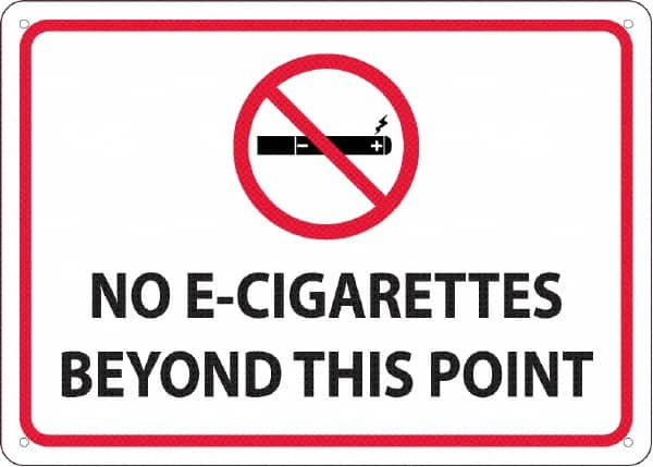 NMC - "No E-Cigarettes Beyond This Point", 10" Long x 14" Wide, Rigid Plastic Safety Sign - Rectangular, 0.05" Thick, Use for Smoking Regulations - Makers Industrial Supply