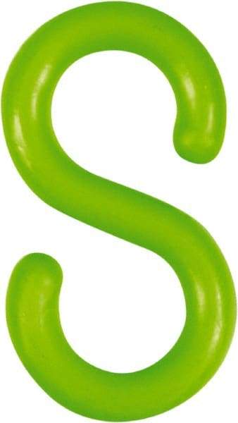 NMC - 2" High x 1/4" Long x 4" Wide Barrier S-Hook - Plastic, Uncoated, Green, Use with Plastic Chain - Makers Industrial Supply