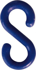 NMC - 2" High x 1/4" Long x 4" Wide Barrier S-Hook - Plastic, Uncoated, Blue, Use with Plastic Chain - Makers Industrial Supply