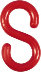 NMC - 1-1/2" High x 1/4" Long x 4" Wide Barrier S-Hook - Plastic, Uncoated, Red, Use with Plastic Chain - Makers Industrial Supply