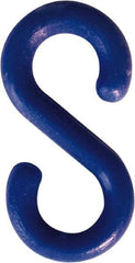 NMC - 1-1/2" High x 1/4" Long x 4" Wide Barrier S-Hook - Plastic, Uncoated, Blue, Use with Plastic Chain - Makers Industrial Supply