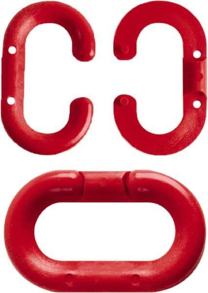 NMC - 1-1/2" High x 1/4" Long x 4" Wide Barrier Connecting Link - Plastic, Uncoated, Red, Use with Plastic Chain - Makers Industrial Supply