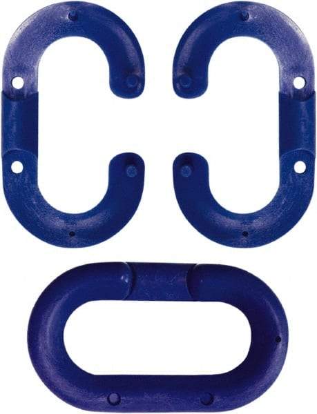 NMC - 1-1/2" High x 1/4" Long x 4" Wide Barrier Connecting Link - Plastic, Uncoated, Blue, Use with Plastic Chain - Makers Industrial Supply