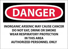 NMC - "Danger - Inorganic Arsenic May Cause Cancer", 10" Long x 14" Wide, Pressure-Sensitive Vinyl Safety Sign - Rectangle, 0.045" Thick, Use for Hazardous Materials - Makers Industrial Supply