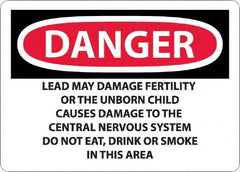 NMC - "Danger - Lead May Damage Fertility or the Unborn Child", 10" Long x 14" Wide, Aluminum Safety Sign - Rectangle, 0.04" Thick, Use for Hazardous Materials - Makers Industrial Supply