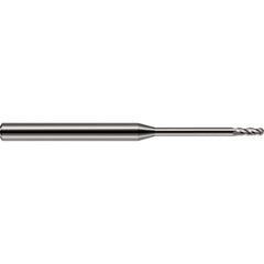 Harvey Tool - Ball End Mills; Mill Diameter (Inch): 1/64 ; Mill Diameter (Decimal Inch): 0.0150 ; Number of Flutes: 4 ; Length of Cut (Decimal Inch): 0.0450 ; Material: Solid Carbide ; Overall Length (Inch): 1-1/2 - Exact Industrial Supply