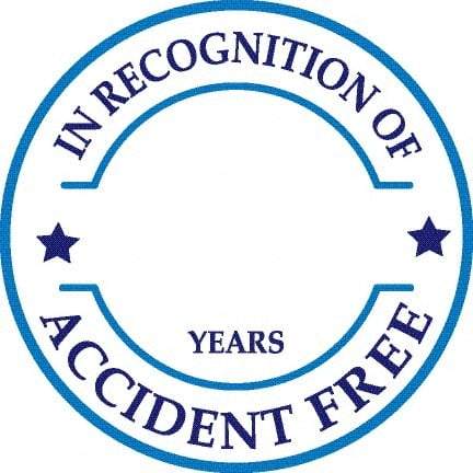 NMC - In Recognition Of Years ____ Accident Free, Hard Hat Label - Round, Blue on White, 0.004" Thick, Indoor or Outdoor, Adhesive Backed, For Accident Prevention - Makers Industrial Supply