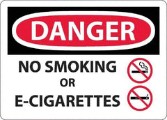 NMC - "Danger - No Smoking or E-Cigarettes", 10" Long x 14" Wide, Aluminum Safety Sign - Rectangle, 0.04" Thick, Use for Smoking Regulations - Makers Industrial Supply